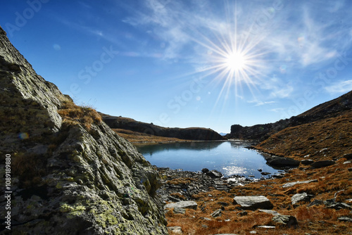 the lower Valfredda lake, a small body of water located in the Ayas Valley, above the Arp refuge. photo