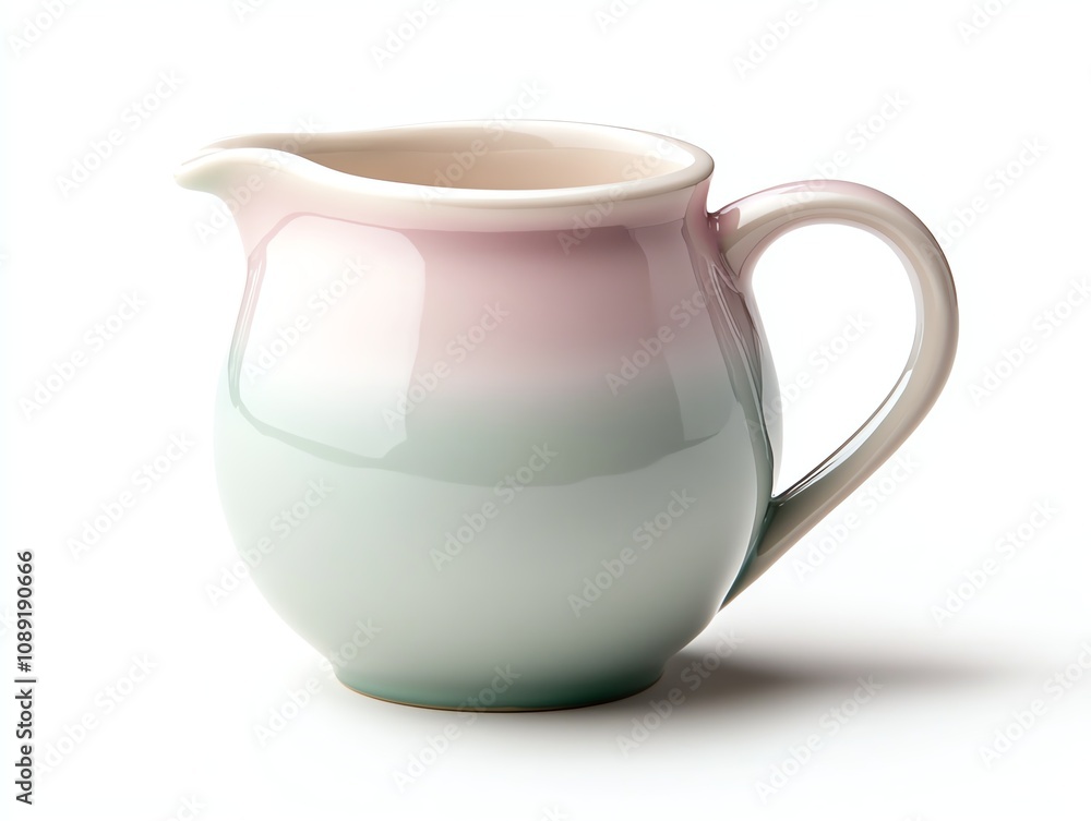 Pastel colored ceramic jug isolated on white background. Pastel colored ceramic jug isolated on white background.