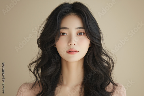 Korean woman skincare routine beauty studio lifestyle content natural light close-up self-care