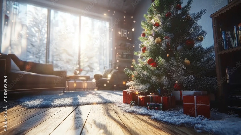 Christmas tree in a grand living room with vintage furniture Christmas tree in a grand living room with vintage furniture
