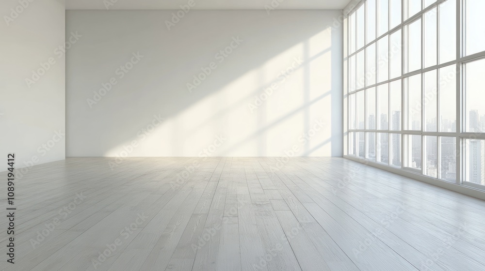 A spacious, empty room with large windows and wooden flooring, ideal for various uses. A spacious, empty room with large windows and wooden flooring, ideal for various uses.