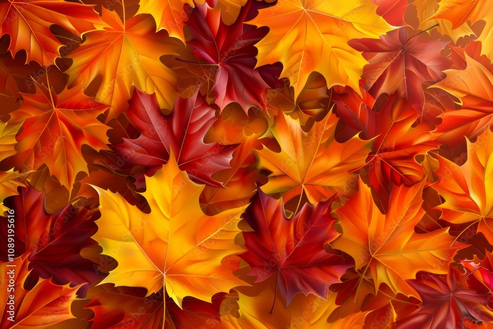 Orange fall leaves in park, autumn natural background. Neural network ai generated art Orange fall leaves in park, autumn natural background. Neural network ai generated art