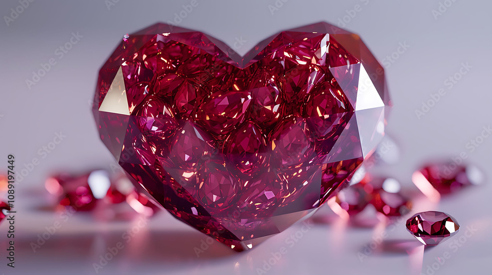 A radiant ruby heart-shaped emoji symbolizing love, romance, and passion, crafted with a luxurious and elegant gemstone design.
A radiant ruby heart-shaped emoji symbolizing love, romance, and passion, crafted with a luxurious and elegant gemstone design.