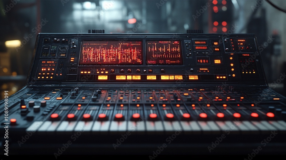 sequencer synthesiser like aliens movie, dark bunker, killer clowns, sequencer synthesiser like aliens movie, dark bunker, killer clowns,