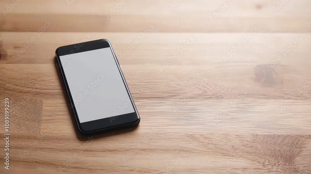 Modern Communication concept. Smartphone on a wooden surface with a blank screen. Modern Communication concept. Smartphone on a wooden surface with a blank screen.