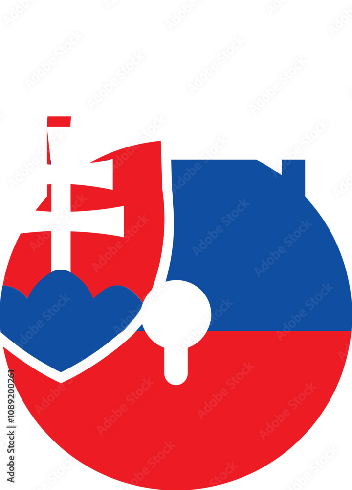 Fototapeta premium Slovakia flag on round lock bag