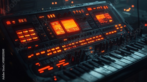 sequencer synthesiser like aliens movie, dark bunker, killer clowns, 