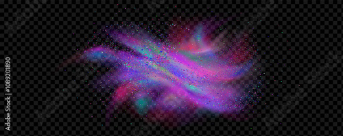 Background of an explosion of colorful smoke clouds.Multicolor fog with blue and yellow particles.Explosions of color powder.