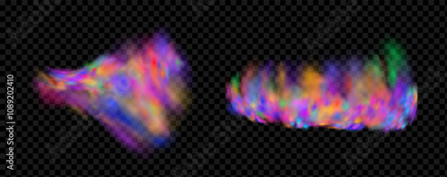 Background of an explosion of colorful smoke clouds.Multicolor fog with blue and yellow particles.Explosions of color powder.