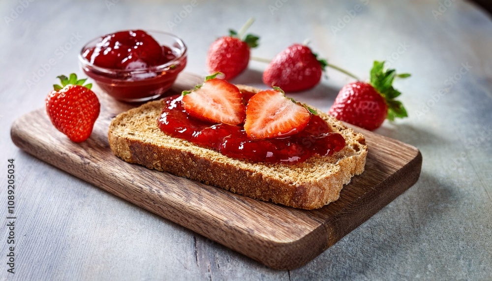 savor the perfect morning whole wheat bread topped with strawberry jam and fresh strawberries savor the perfect morning whole wheat bread topped with strawberry jam and fresh strawberries