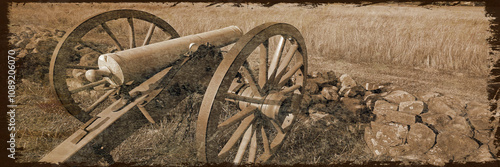 Bild auf Leinwand Simulated vintage photograph of Gettysburg Battlefield