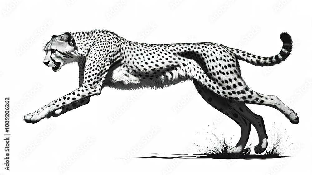 Dynamic cheetah logo featuring a jumping silhouette in black, designed on a clean white background. Dynamic cheetah logo featuring a jumping silhouette in black, designed on a clean white background.