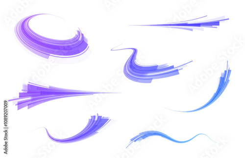 Png neon stripes in the form of drill, turns and swirl. Png speed of light concept background. Abstract background rotational border lines.