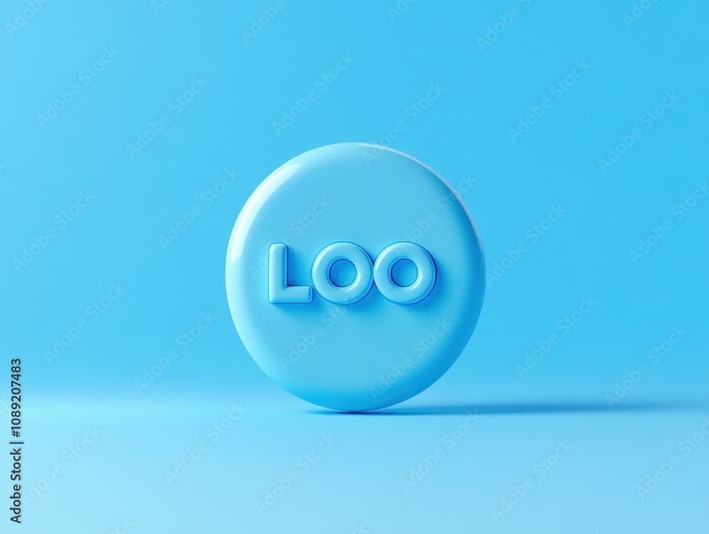 a playful blue background featuring a 3d text design for a restroom sign a playful blue background featuring a 3d text design for a restroom sign