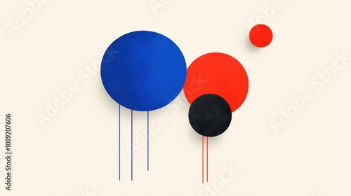 abstract circles in bold colors with dripping lines for modern design photo