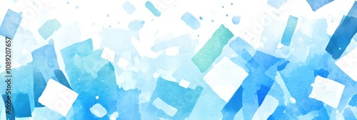 Abstract shapes in cool blue hues float through a winter background, evoking a sense of calm. This composition captures the essence of a frosty landscape, inviting reflection and serenity