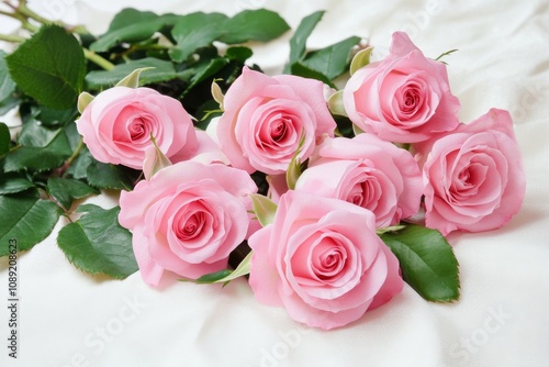 Romantic Pink Roses on Soft Pink Isolated Background