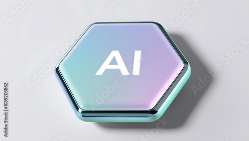 AI Technology Innovation concept 3d button Digital Information