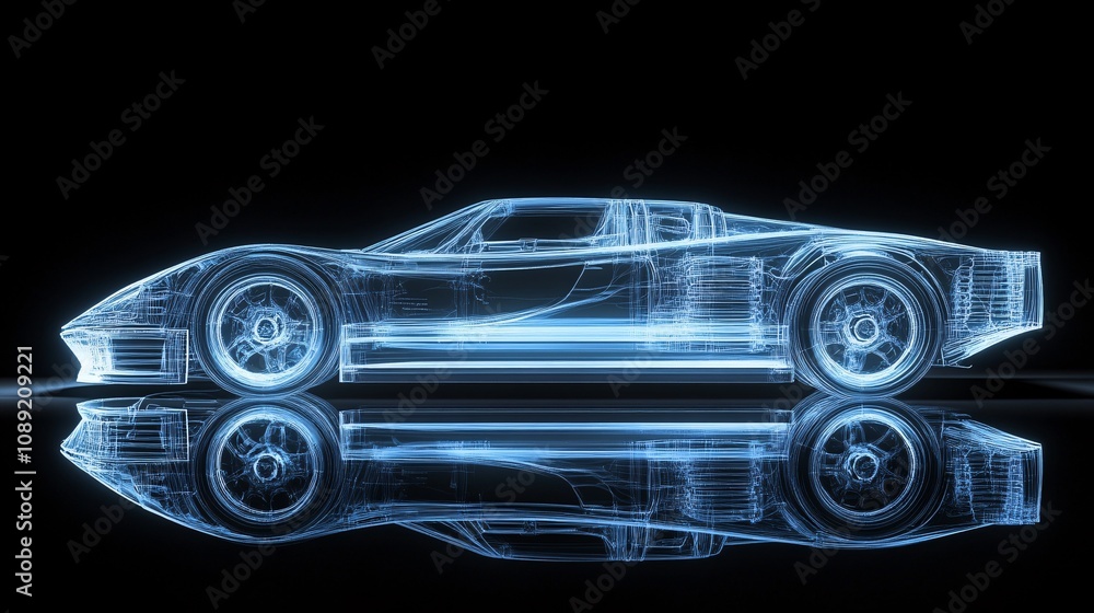 Fototapeta premium Realistic Supercar Xray, isolated background