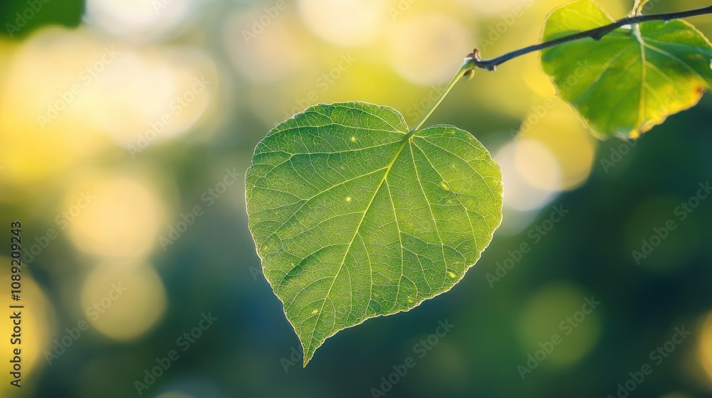 Fresh green leaf with softly blurred background. Nature-inspired design. Fresh green leaf with softly blurred background. Nature-inspired design.