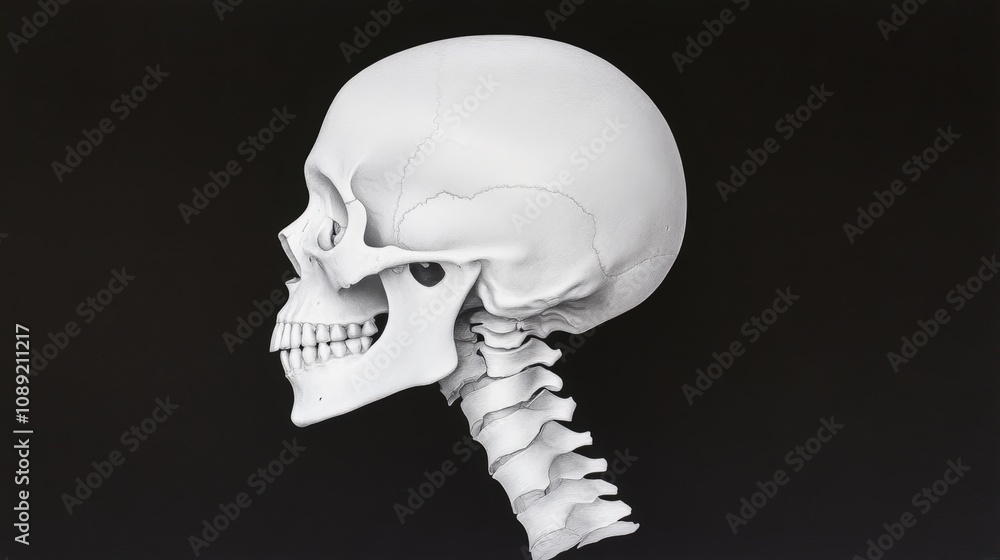 detailed human skull anatomy model on a dark background detailed human skull anatomy model on a dark background