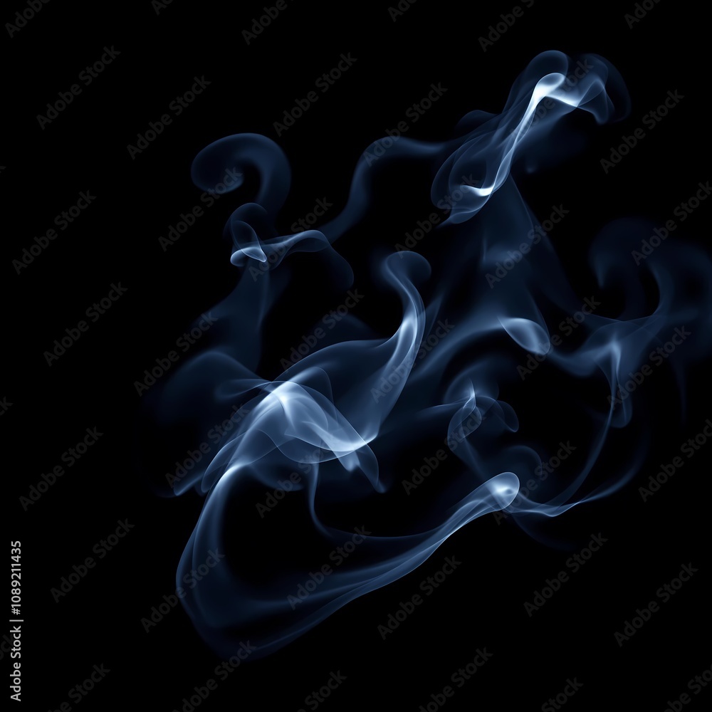 Smoke on black background, dark abstract, swirling smoke, ethereal wisps, glowing blue energy Smoke on black background, dark abstract, swirling smoke, ethereal wisps, glowing blue energy