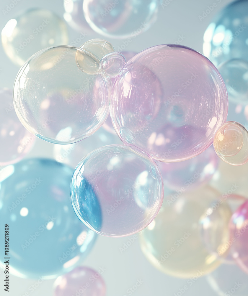Whimsical Soap Bubble Fantasy: Soft Pink and Purple Pastel Dreamscape Whimsical Soap Bubble Fantasy: Soft Pink and Purple Pastel Dreamscape