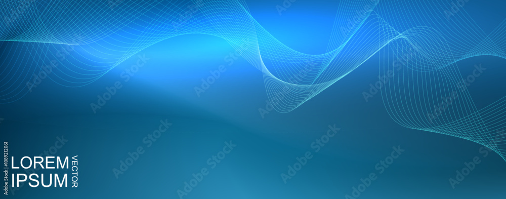 Abstract gradient blue background. Banner technology with wavy line vector Abstract gradient blue background. Banner technology with wavy line vector
