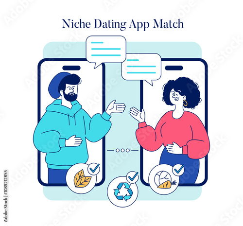 Online Dating. Flat Vector Illustration