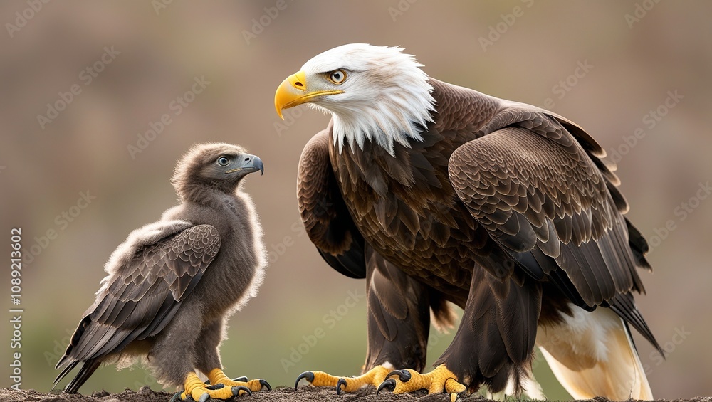 Fototapeta premium Eagle and little eaglet, cut out