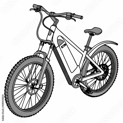 Electric bike design featuring side view on white background