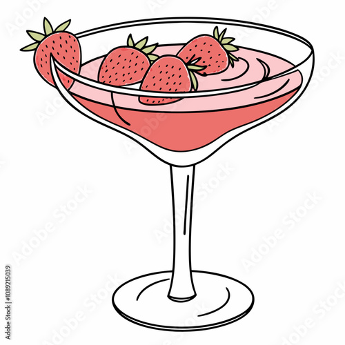 Strawberry daiquiri with strawberries in a glass