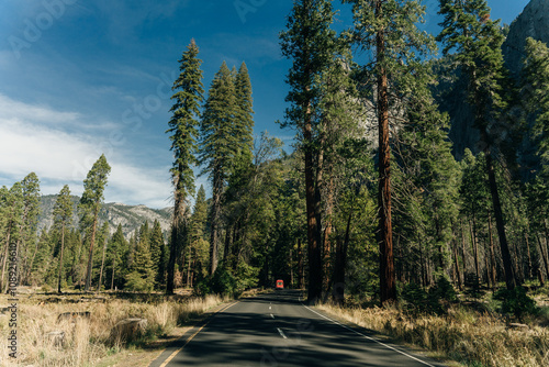 road to El Capitan and Yosemite Valley in Yosemite National Park in California, usa - sep 2th 2023 photo