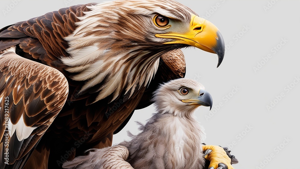 Obraz premium Eagle and little eaglet, cut out