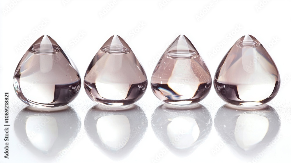 Transparent Water Drops Scattered on White Background Transparent Water Drops Scattered on White Background