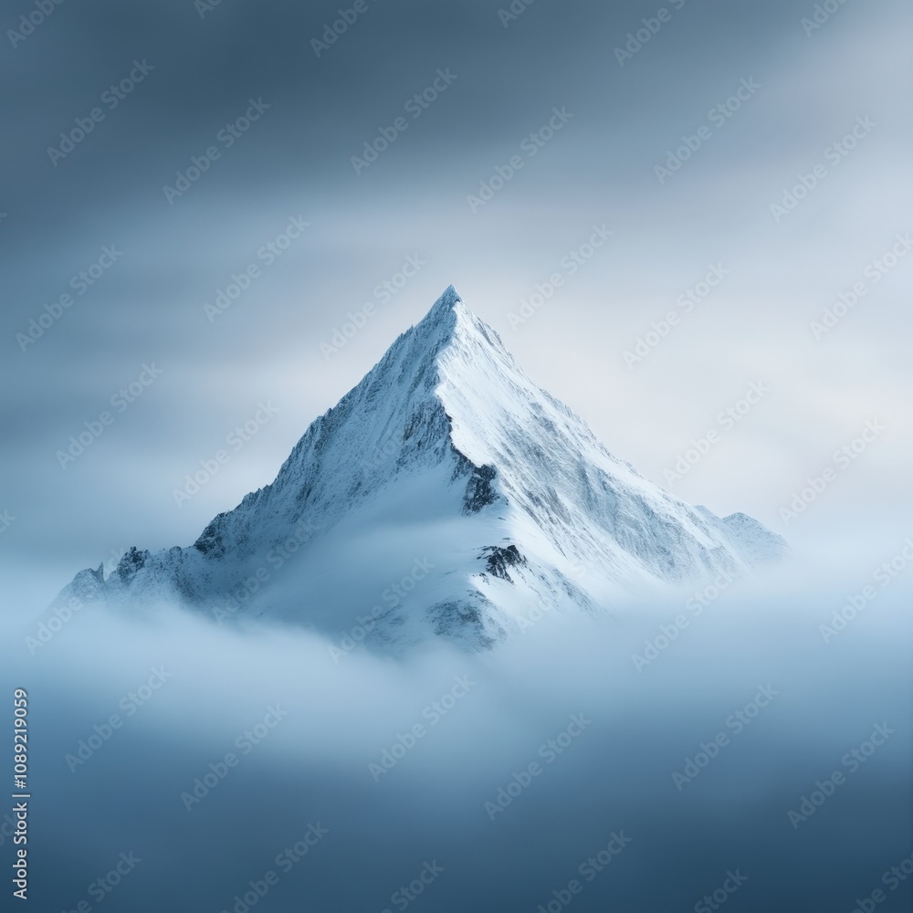 majestic snowcapped mountain peak shrouded in mist majestic snowcapped mountain peak shrouded in mist