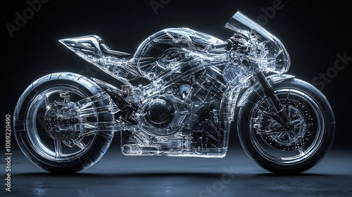 Realistic Superbike Xray, isolated background