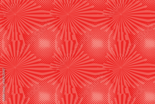 Red comic sunburst effect background. Comic-style vector background