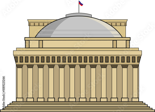 Vector image of building of opera and ballet theater, novosibirsk, siberia