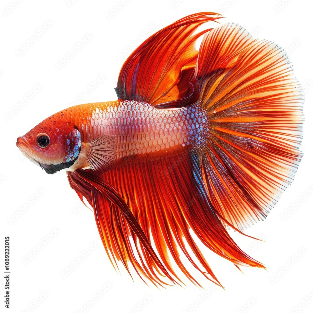 Fototapeta premium Graceful red betta fish showcase aquatic beauty.