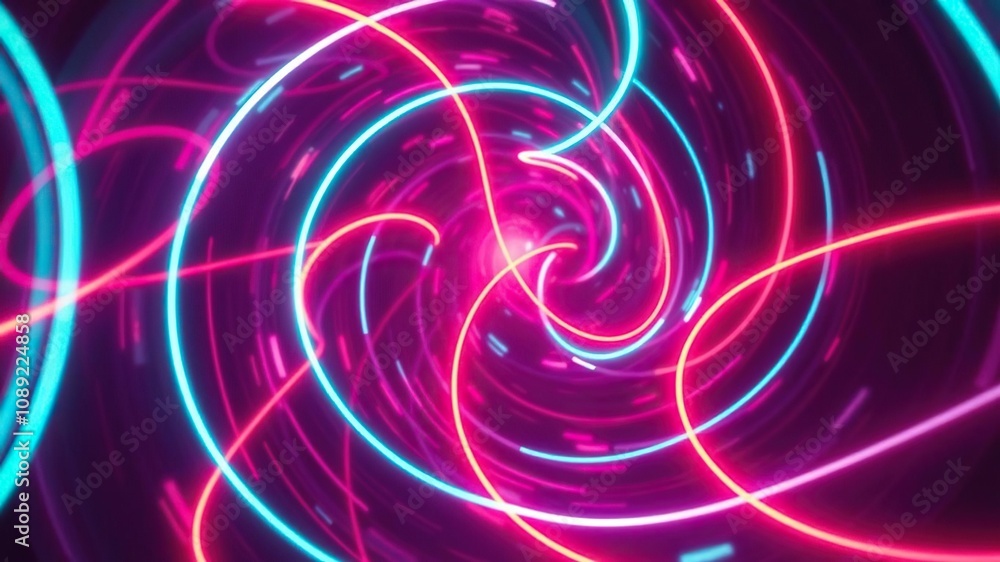Vortex of neon lights swirling in mid-air, glowing orbs, white glow, vivid orange Vortex of neon lights swirling in mid-air, glowing orbs, white glow, vivid orange