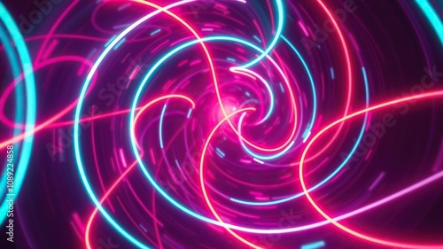 Vortex of neon lights swirling in mid-air, glowing orbs, white glow, vivid orange