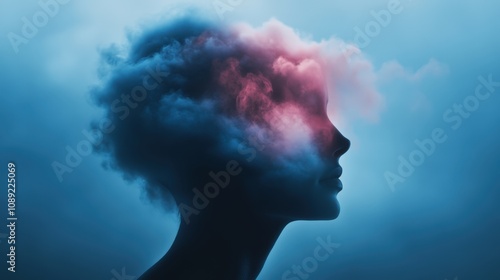 Wallpaper Mural creative silhouette of a person with colorful clouds representing thoughts and emotions Torontodigital.ca