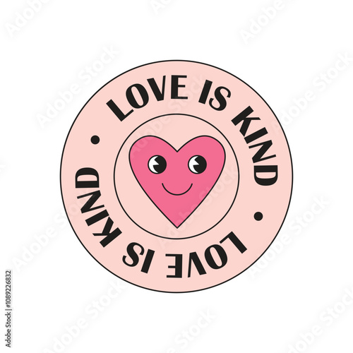 Love is kind. Christian stickers about love in groove style. Bible passages about love (1 corinthians 13:4-8)
