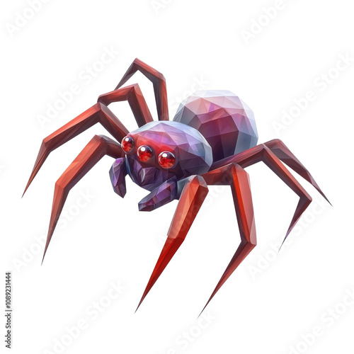 Colorful polygonal spider design in 3D style photo