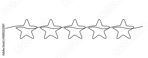 Hand drawn stars continuous one line icon. Star single line vector illustration in doodle style. Premium quality contour linear sign design concept