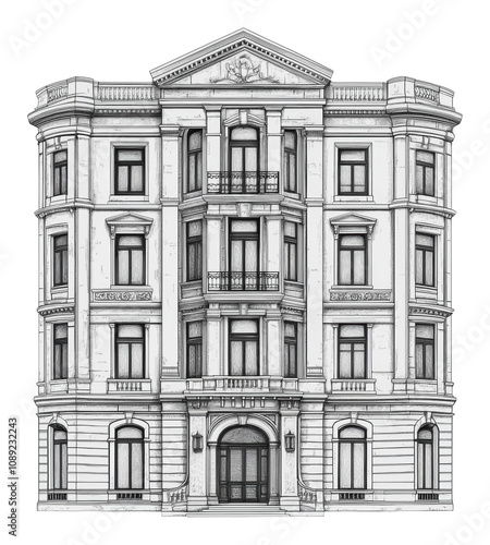 PNG Ornate historical building sketch