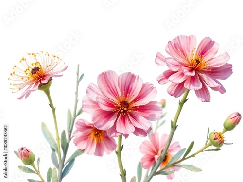 Wallpaper Mural Light and airy watercolour painting of a group of Acacia flowers against a soft white background with subtle shading and texture, nature photography, floral still life Torontodigital.ca