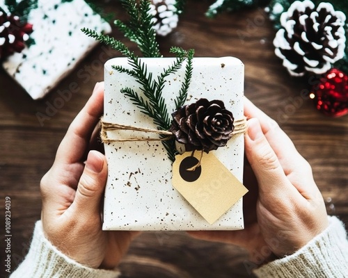Holiday gift wrapping station with red ribbons gold paper