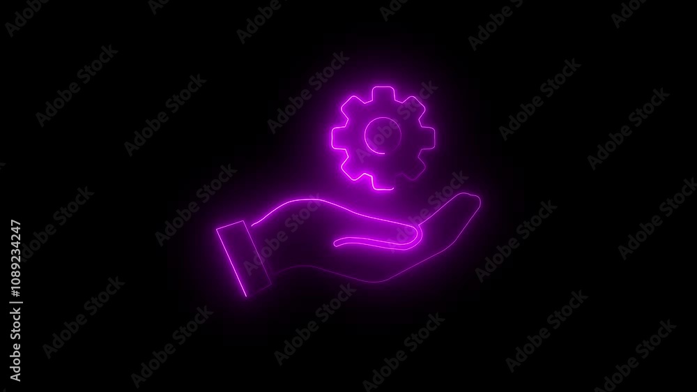 Continuous one single line hand setting icon drawing management Manufacturing icon neon glow vector illustration concept, setting icon technical concept and networking . Continuous one single line hand setting icon drawing management Manufacturing icon neon glow vector illustration concept, setting icon technical concept and networking .